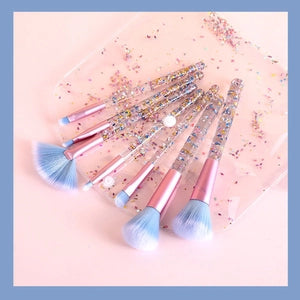 Glitter Handle Makeup Brush Set with Bag