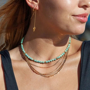 Bohemian Handmade Turquoise Tiger Eye Beaded Necklace