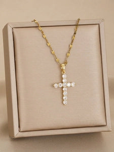 Zirconia Cross Pendant Necklace