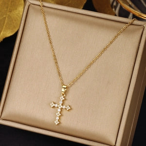 Zirconia Cross Pendant Necklace