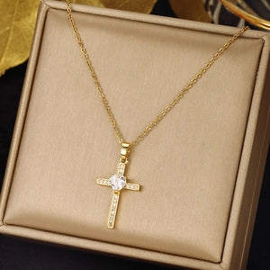 Zirconia Cross Pendant Necklace