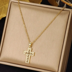 Zirconia Cross Pendant Necklace