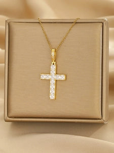 Zirconia Cross Pendant Necklace