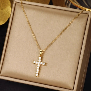 Zirconia Cross Pendant Necklace