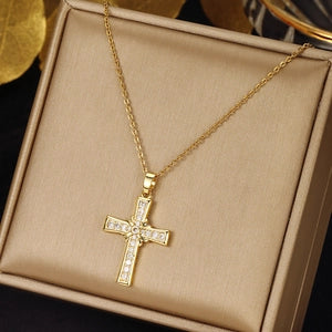 Zirconia Cross Pendant Necklace