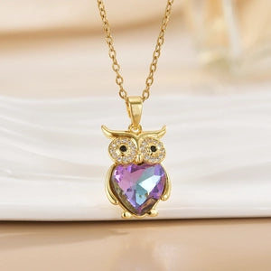 Crystal Owl Pendant Necklace
