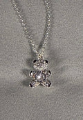 Cubic Zirconia Bear Pendant White Gold Dipped Necklace