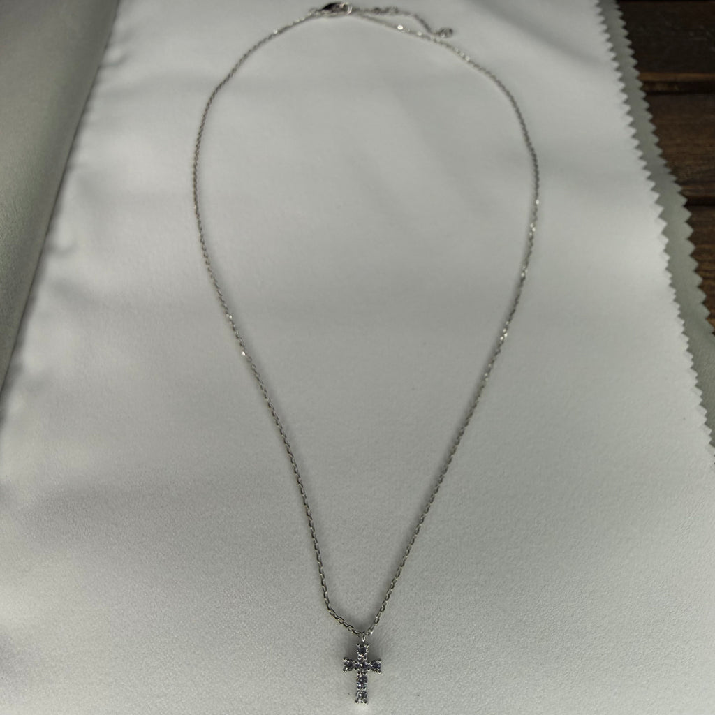 Cross Pendant White Gold Dipped Necklace