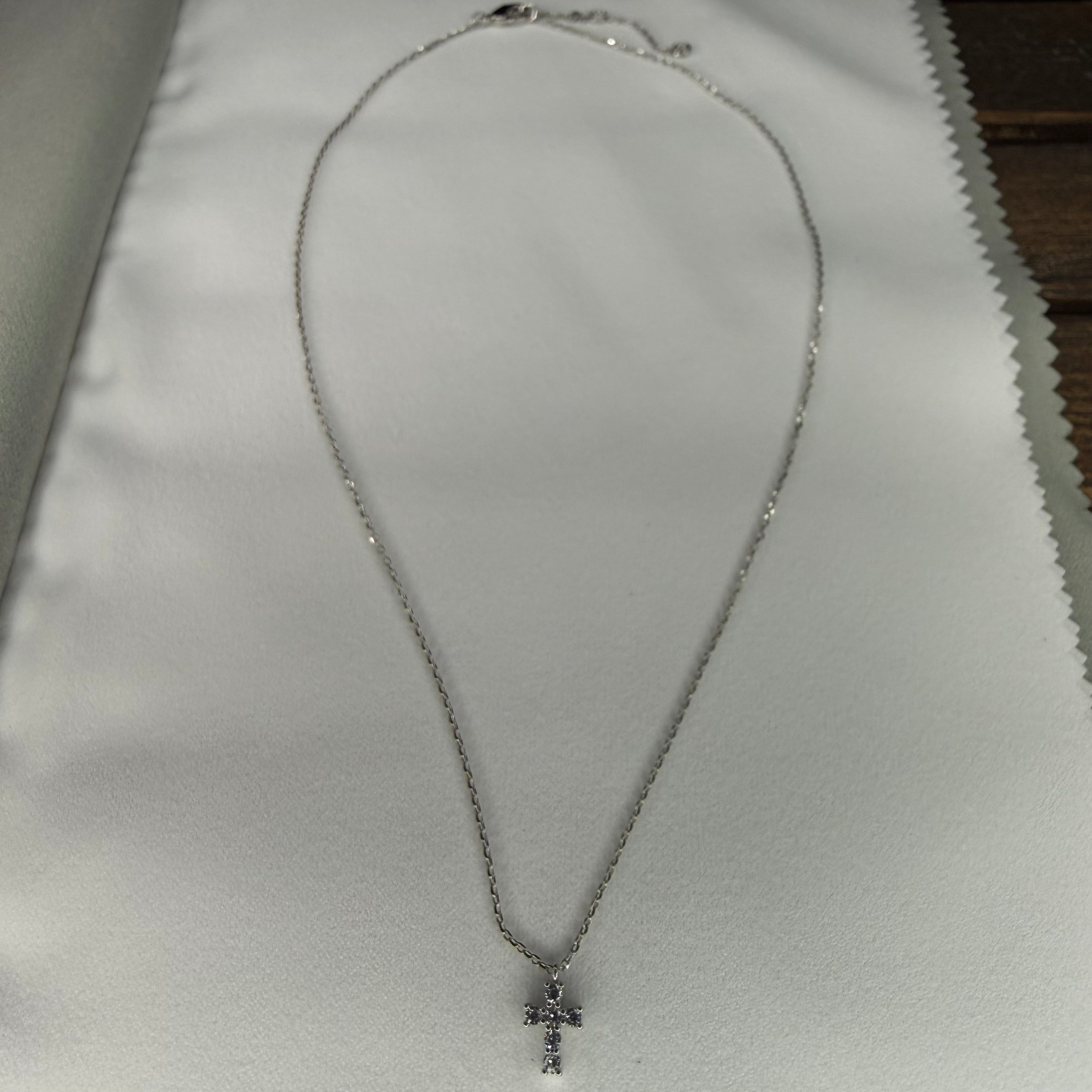 Cross Pendant White Gold Dipped Necklace