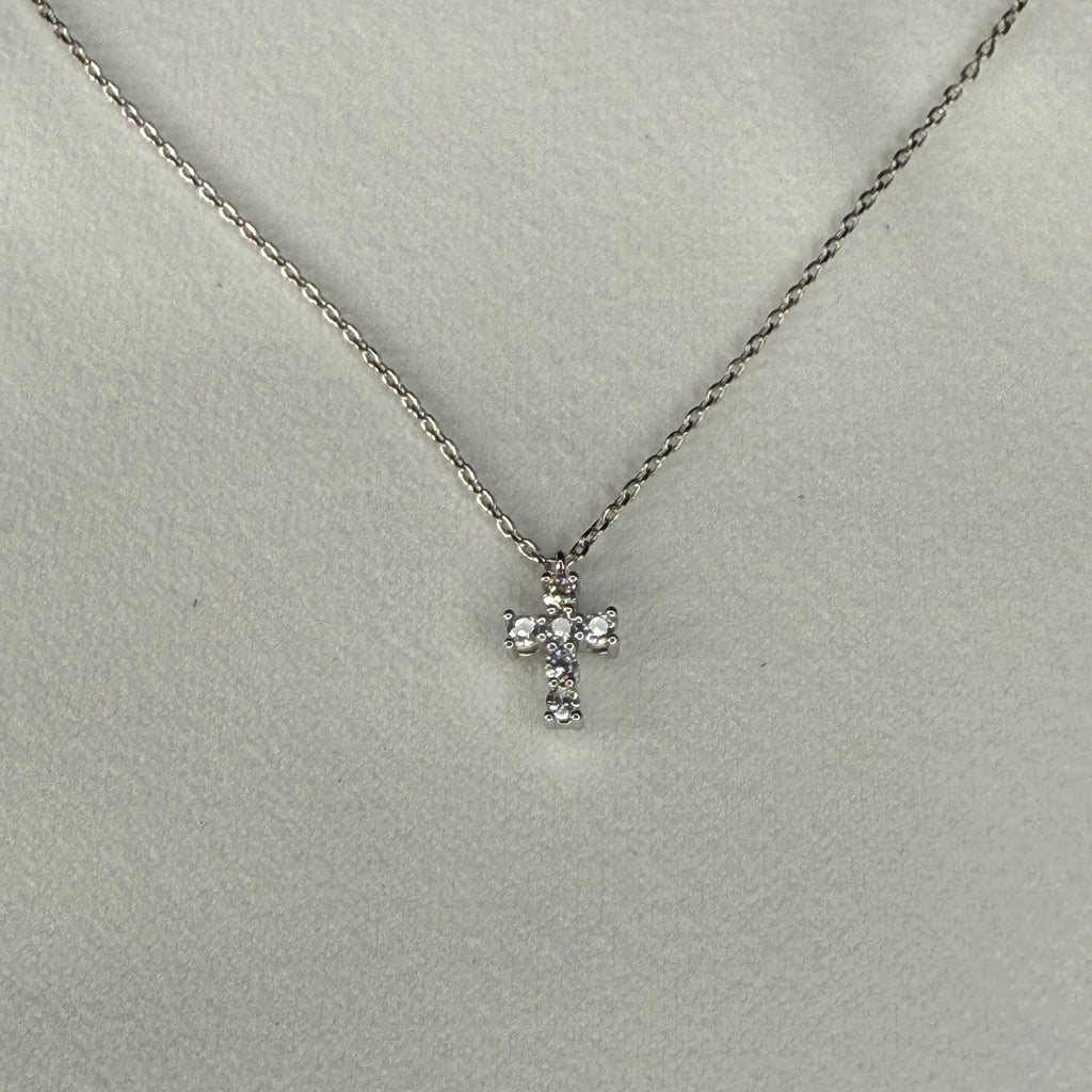 Cross Pendant White Gold Dipped Necklace