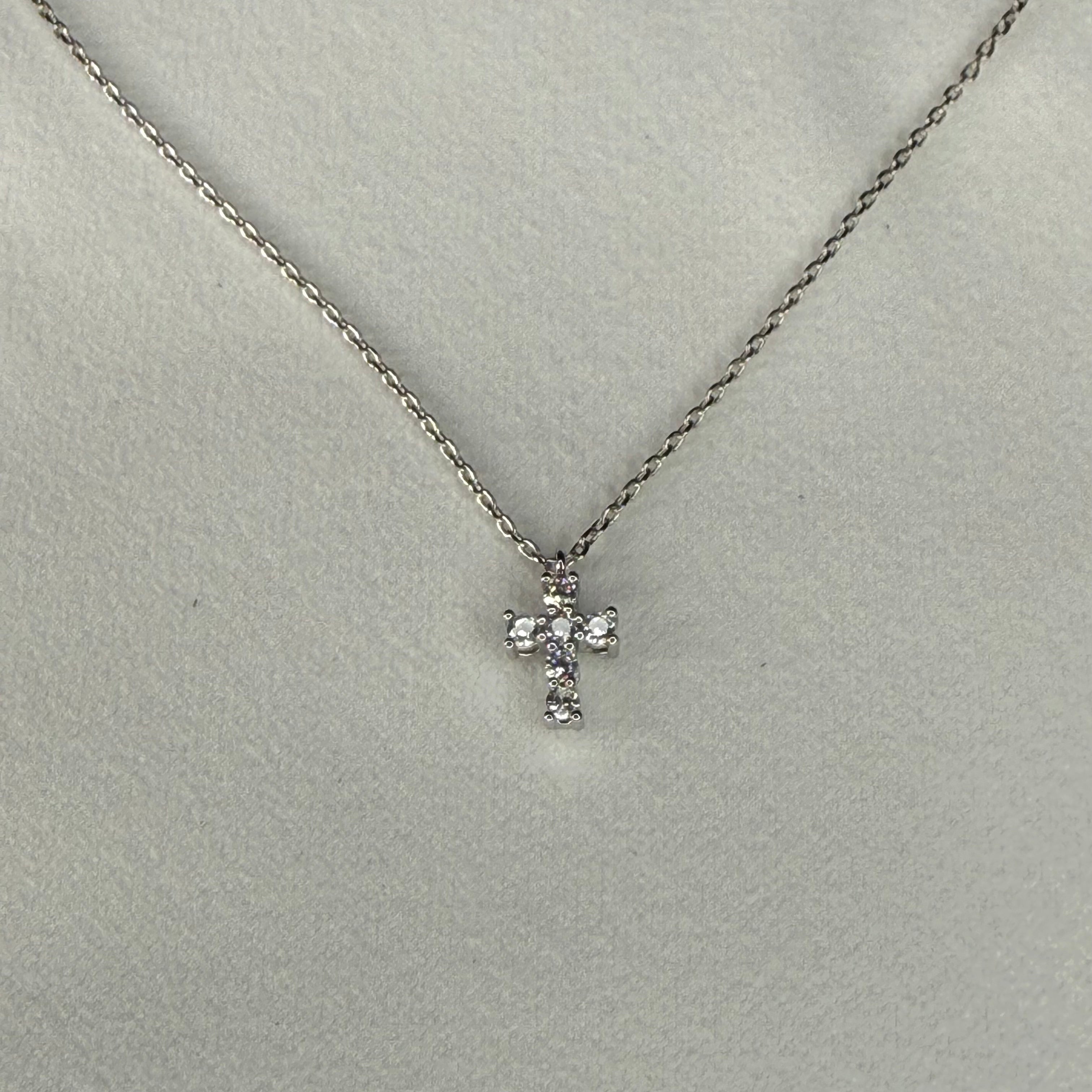 Cross Pendant White Gold Dipped Necklace