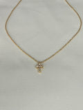 Cross Pendant Necklace - Cubic Zirconia - Gold