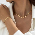 Gold Flat Snake Herringbone Necklace