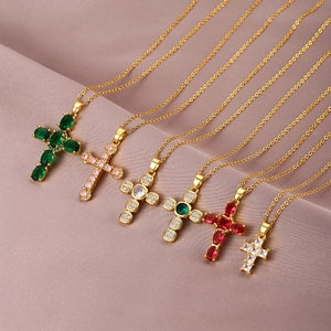 Zirconia Cross Pendant Necklace