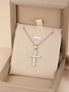 Zirconia Cross Pendant Necklace