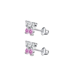 Stainless Steel Stud Earrings - Zircon